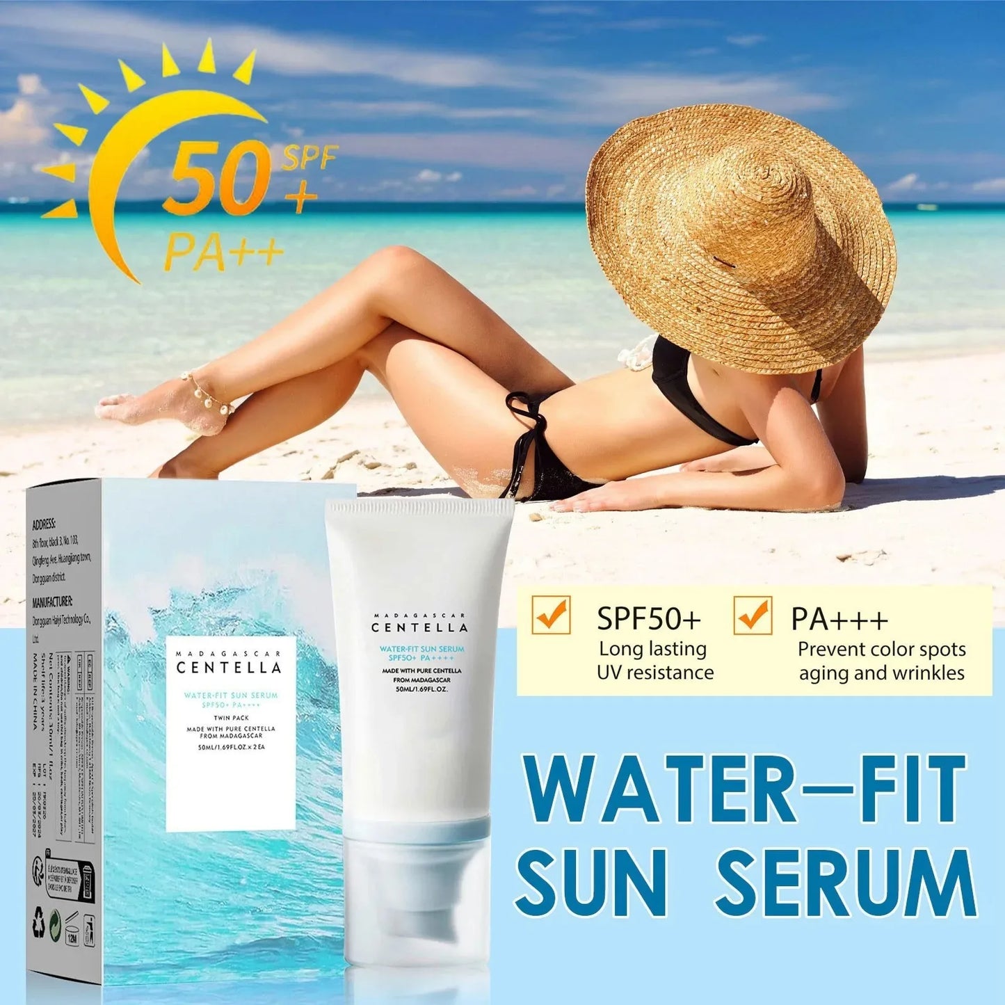 Protégez votre peau avec l'excellence de la Crème Solaire à la Centella SPF 50+, un soin coréen innovant conçu pour offrir une protection maximale contre les rayons UVA et UVB tout en hydratant profondément. Enrichie en Centella Asiatica, cette crème apai